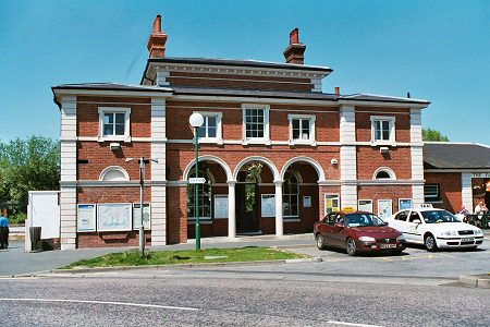 the station building from the town